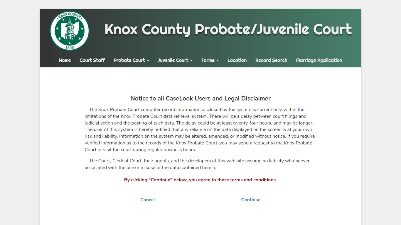 Knox Probate Court - Record Search - Knox County
